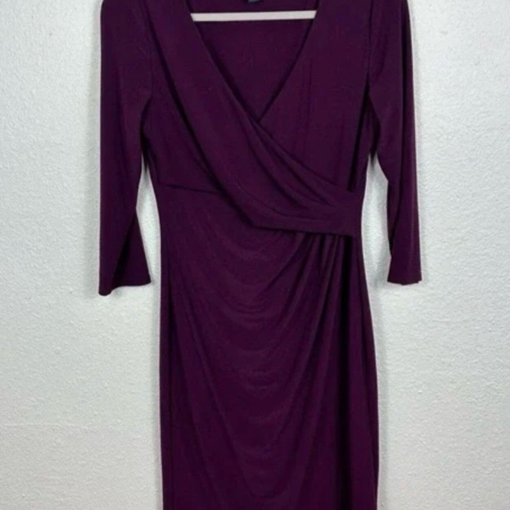 Lauren Ralph Lauren Elegant 3/4 Sleeve Dress Plum Career Office Casual